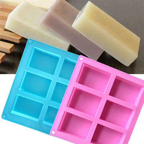 6-Cavity Rectangle Soap Mold Silicone Craft DIY Making Homemade Cake ...