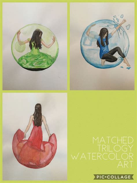 Matched trilogy watercolor art, matched crossed reached, book cover art ...