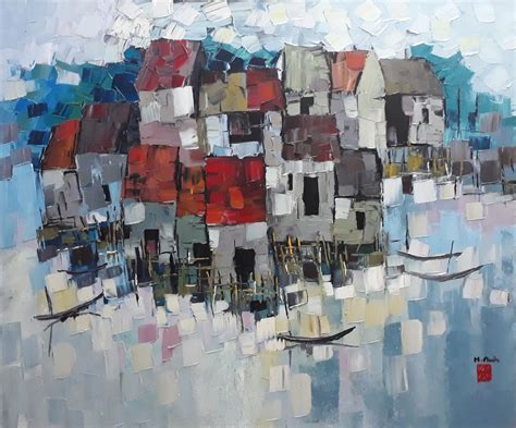 Village Scene Oil Painting Dimension: 135 x 155 cm Medium: Oil on ...