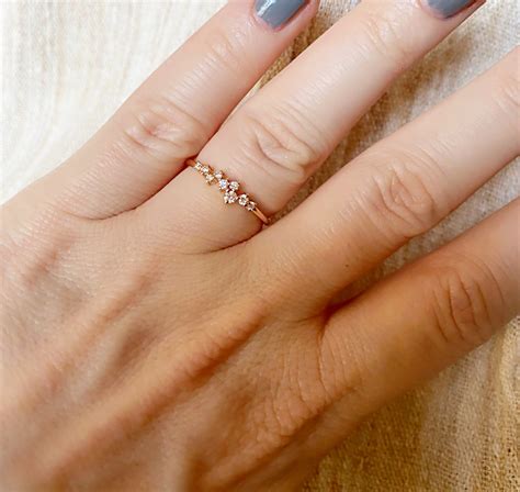 Rose Gold Diamond Cluster Ring Gold Cluster Ring Diamond - Etsy