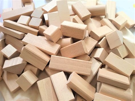 Hand Crafted Natural Wooden Building Blocks, Suitable for 18 months plus