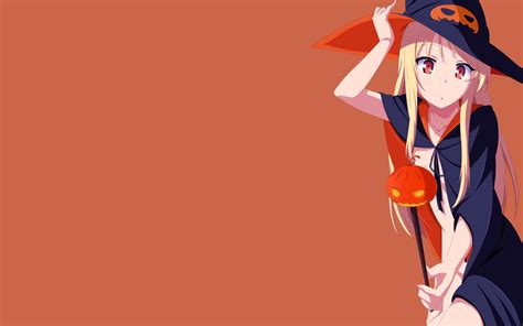 Anime Girls, Shiina Mashiro, Orange Background, Blonde, Halloween ...