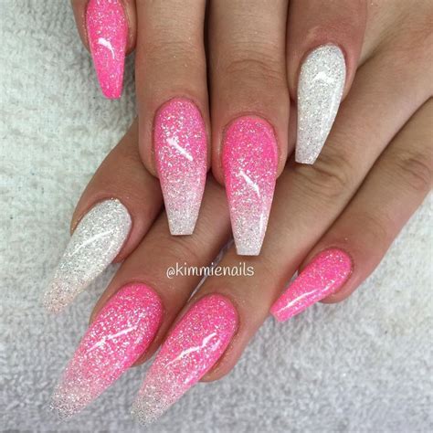 Pink Acrylic Nails With Glitter