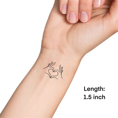 Heart Hands Symbol Outline Temporary Tattoo Heart Fingers - Etsy