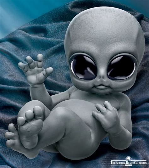 Alien Baby Doll By Kosart Studios With Cosmic-Style Blanket | Grey ...