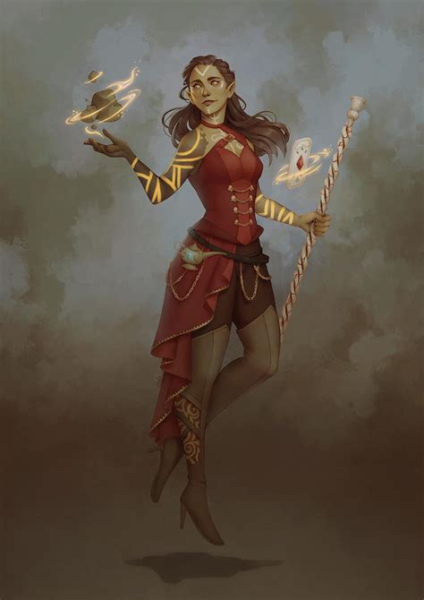 [Art] Half-Elf Genie Warlock Commission (Painting your D&D characters ...