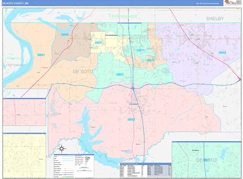 DeSoto County, MS Wall Map Color Cast Style by MarketMAPS - MapSales.com