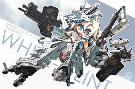 armored core blonde hair blue eyes gun mechagirl short hair weapon ...