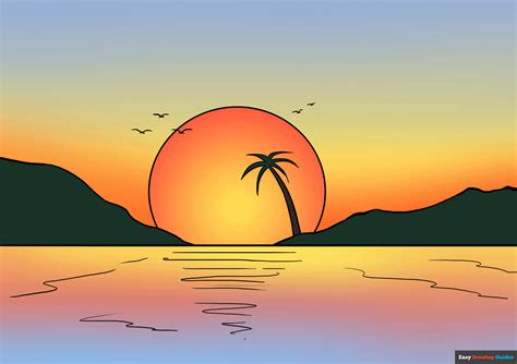 How to Draw a Sunset - Really Easy Drawing Tutorial