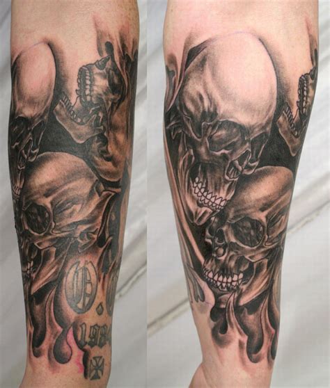 Armsleeve Skull Skulls Tattoo by 2Face-Tattoo on DeviantArt