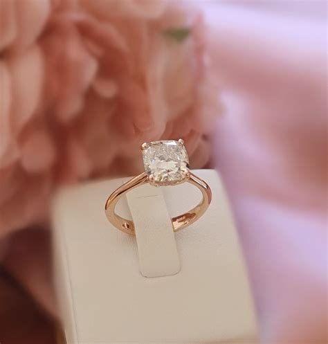 3CT Cushion Cut Diamond Ring, 3 Carat Cushion Diamond Ring, Hidden Halo ...