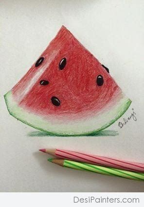 Real Watermelon Sketch Pencil Sketch - Desi Painters