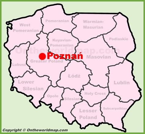 Poznań location on the Poland map - Ontheworldmap.com