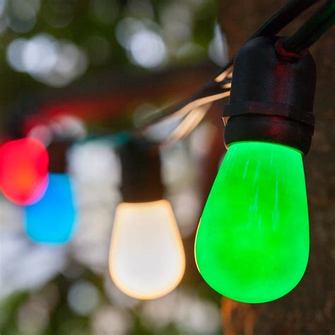 Commercial Patio String Lights, Multicolor S14 Opaque Bulbs - Yard Envy