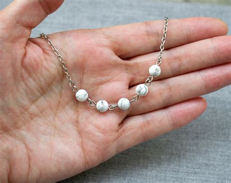 Howlite Necklace Howlite Bead Necklace Howlite Jewelry | Etsy