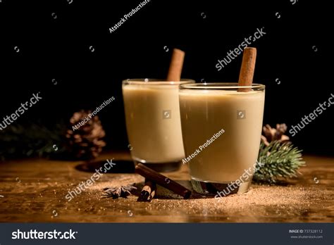 Homemade Traditional Christmas Eggnog Drinks Ground Stock Photo ...