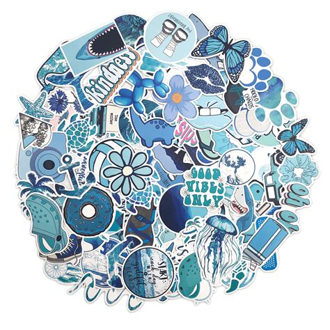 Cute Blue Laptop Sticker 103 pcs, Lovely Trendy Vinyl Stickers for Kids ...