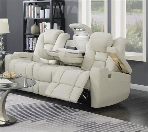 Myco Furniture Transformers Leather Power Recliner Sofa with Drop-down ...