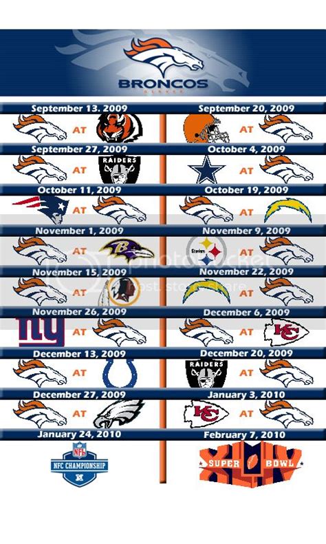 January 2015 Broncos Schedule Printable | New Calendar Template Site