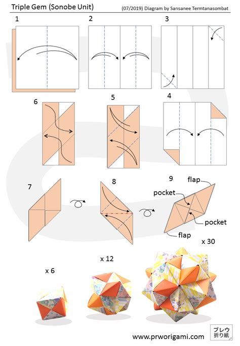 Kusudama Origami Diagram - PrwOrigami