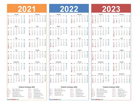 Calendars 2020 2021 2022 2023