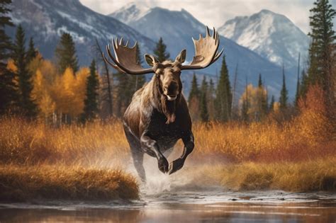 Premium AI Image | Moose in the mountains with mountains in the background