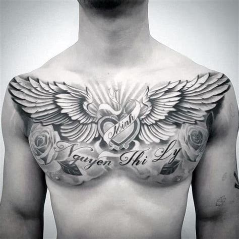 40 Wing Chest Tattoo Designs For Men - Freedom Ink Ideas