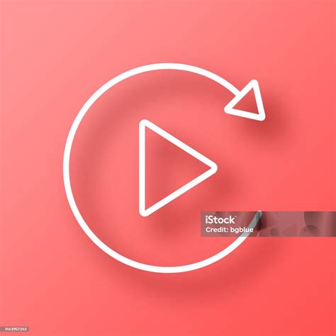 Replay Icon On Red Background With Shadow Stock Illustration - Download ...