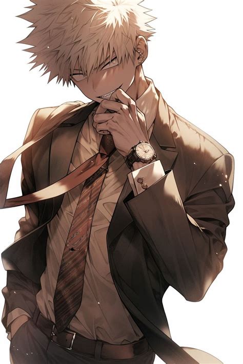 an anime character wearing a suit and tie with one hand on his chin ...