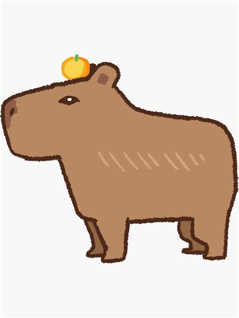 "Capybara Wears Orange Hat" Sticker by SesameSnacksArt | Redbubble