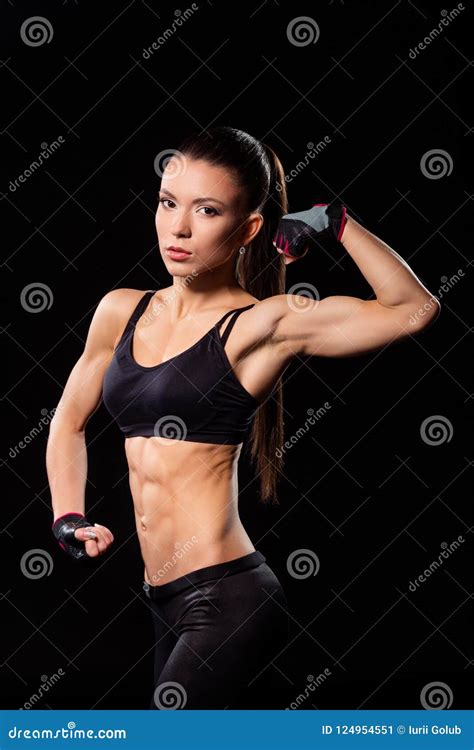 Young Female Flexing Bicep. Stock Image - Image of girl, lady: 124954551