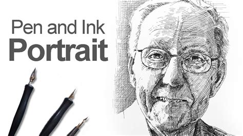 Pen and Ink Portrait Time Lapse - YouTube