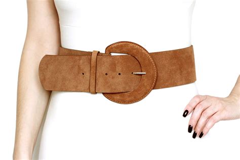 Wide brown belt leather belt suede belt brown womens belt | Etsy