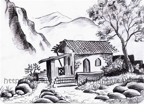 First landscape drawing by Jibari-chan on DeviantArt | Drawing scenery ...