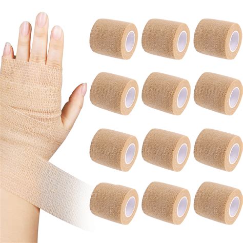 LotFancy 12 Pack Self Adherent Bandage Wrap Rolls, 2in x 5yd Elastic ...