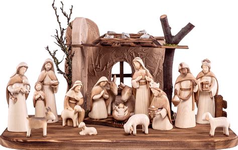 17-piece Wooden Nativity Set Complete Wooden Nativity Scene - Etsy