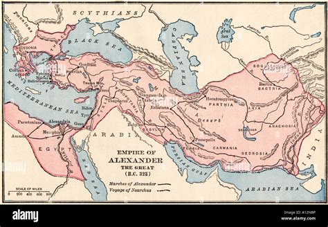 Map of the empire of Alexander the Great in 323 BC Stock Photo ...