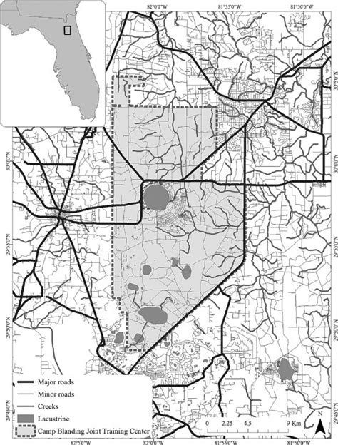 —Map of the study site at Camp Blanding Joint Training Center, Florida ...