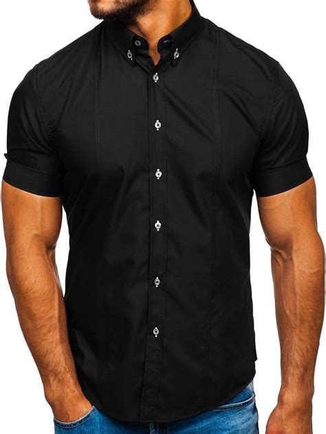 Camisa de manga corta para hombre negra Bolf 5528 NEGRO