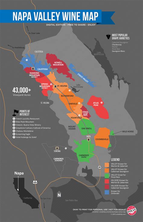 Napa Valley wine map [1250×1932] : r/MapPorn