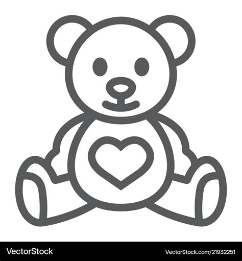 Teddy bear line icon child and toy Royalty Free Vector Image