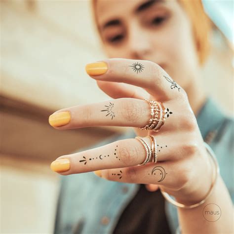 Set Finger Tattoos II Temporary Tattoo organic minimal ethno boho mini ...