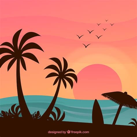 Lovely tropical beach with flat design | Stock Images Page | Everypixel