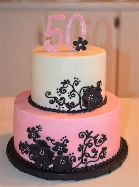 Pink and Black Birthday Cake