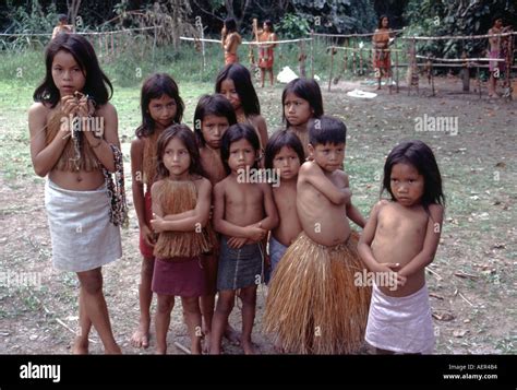 Children from the Yagua Tribe in the Amazon region of Peru Stock Photo ...