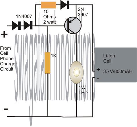 1 Watt LED Emergency Lamp Circuit Using Li-Ion Battery | Circuit ...