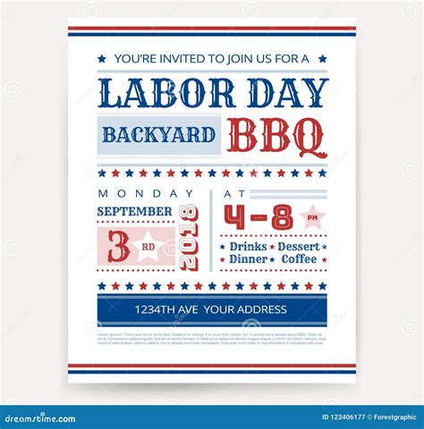 Labor Day BBQ Invitation Template - Labor Day USA Grill Party Flyer ...