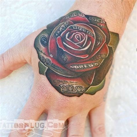 Money Rose Tattoo Stencil