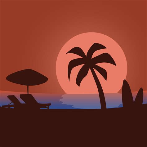 Silhouette sunset at the beach 3057735 Vector Art at Vecteezy