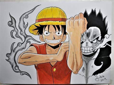 This is my drawing of Monkey D Luffy and Gear 4 in the shadow...what ...